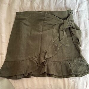 GB Girls Green Ruffled Wrap Skirt